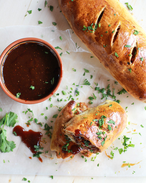 Caramelized Onion BBQ Chicken and Gouda Cheese Stromboli - (Free Recipe below)