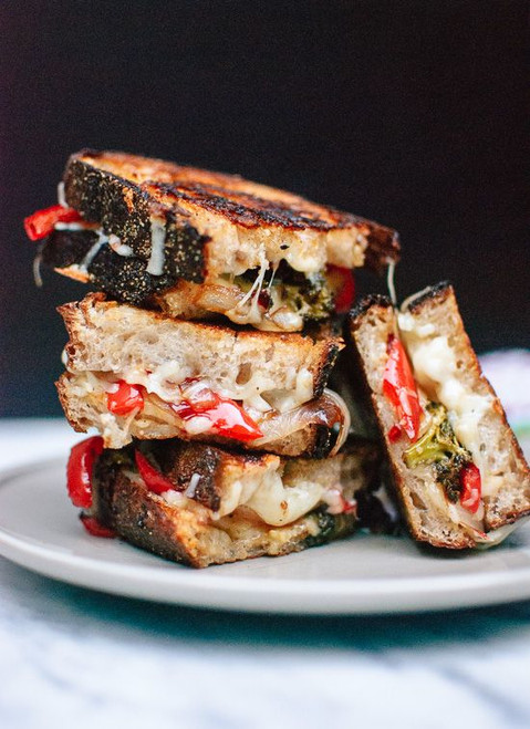 Balsamic Roasted Broccoli and Red Pepper Grilled Cheese - (Free Recipe below)