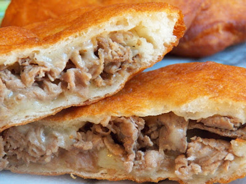 Steak and Cheese Fried Dough Pocket - (Free Recipe below)