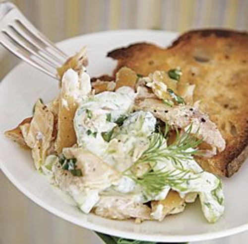 Smoked Trout Salad with Creamy Cucumbers, Scallions, and Dill - (Free Recipe below)