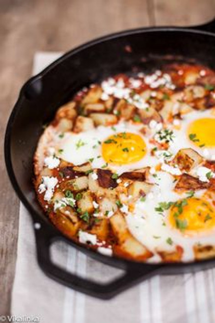  Spanish Hash Patatas Bravas and Eggs - (Free Recipe below)