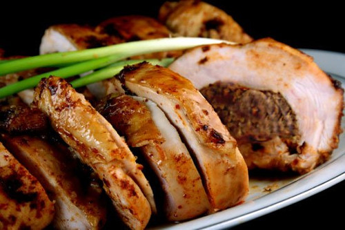 Maple Brined, Ancho-Scallion Boneless Turkey Breast with Apple-Butter Pecan Stuffing - (Free Recipe below)