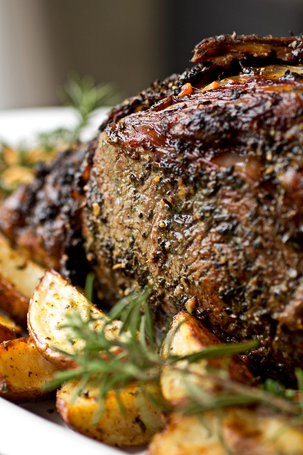 Herb Crusted, Garlic Stuffed Prime Rib Roast with Au Jus - (Free Recipe below)