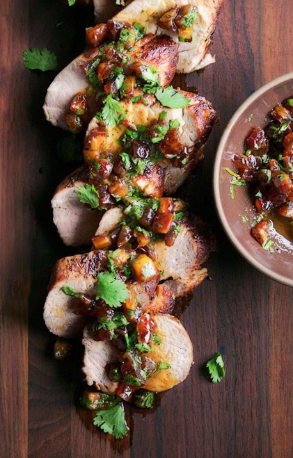 Pork Tenderloin with Date and Cilantro Relish - (Free Recipe below)