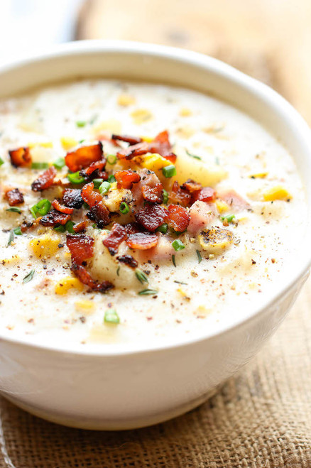 HAM CORN POTATO CHOWDER - (Free Recipe below)