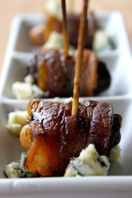 Dates & Bleu Cheese Wrapped in Bacon - 50 pieces per tray
