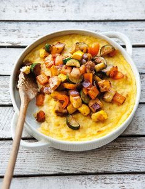 Polenta with Fontina and Roasted Vegetables - (Free Recipe below)