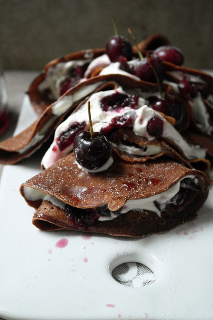 Black Forest Crepes with Chocolate and Cherries - (Free Recipe below)
