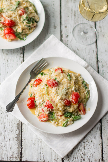 Fresh Tomatoes, Mozzarella and Arugula Risotto - (Free Recipe below)