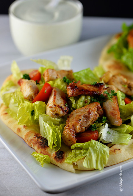 Chicken Souvlaki on Naan Wrap - (Free Recipe below)