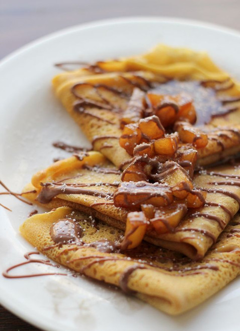 Pumpkin Crepes w/ Beer and Cinnamon Apples and Chocolate Drizzle - (Free Recipe below)