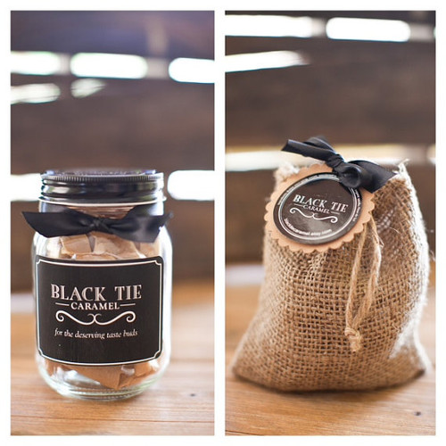 Black Tie Caramel Gift Set - One 1/2 lb Jar & One 7oz. Burlap Sack