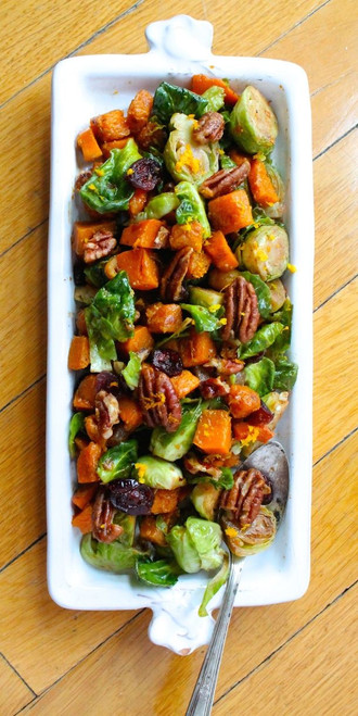 ORANGE GLAZED BRUSSELS SPROUTS & BUTTERNUT SQUASH - (Free Recipe below)