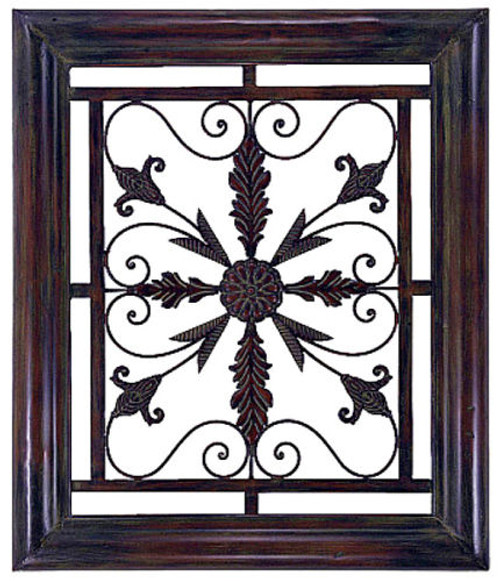Rustic Iron Distressed Blue Garden Gate Wall Decor