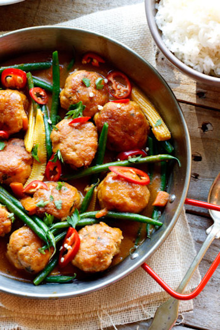  Thai Chicken Meatball Curry with Jasmine Rice - (Free Recipe below)