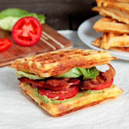 Cheddar Cornmeal Waffle BLTA - (Free Recipe below)