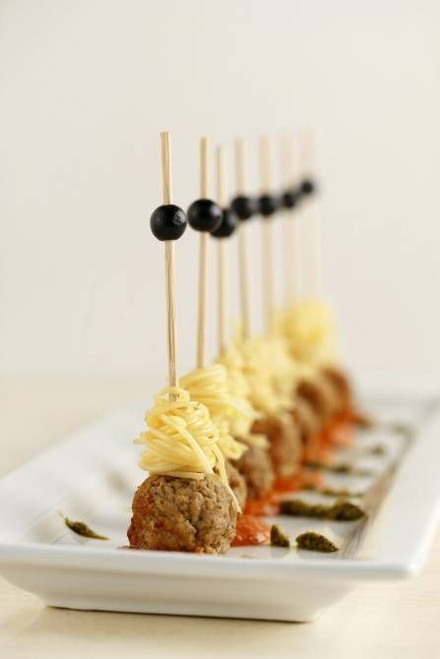 SKEWERED SPAGHETTI AND MEATBALLS - (Free Recipe below)
