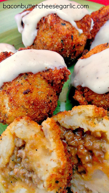 STUFFED MASHED POTATO BALLS - (Free Recipe below)