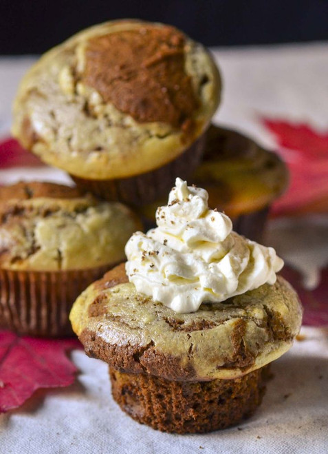 Pumpkin Muffins with Eggnog Cream Cheese Swirl - One Dozen w/ recipe below