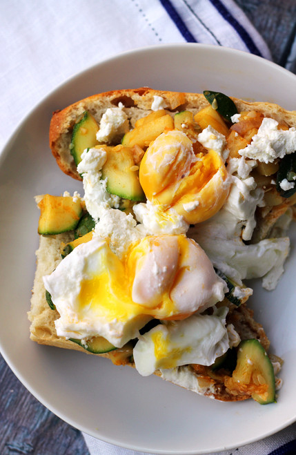Zucchini and Goat Cheese Breakfast Crostini - (Free Recipe below)