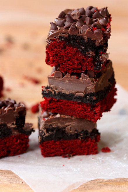 RED VELVET OREO TRUFFLE BROWNIE BARS - One Dozen w/ recipe below