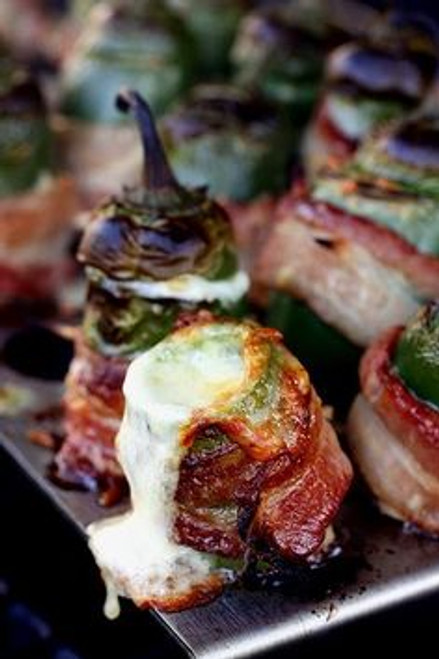 Grilled Bacon Wrapped Jalapeno Poppers with Vintage Cheddar - (Free Recipe below)