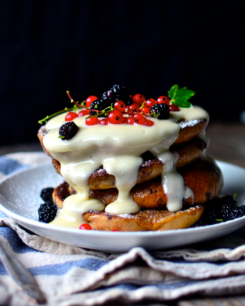 Blueberry Bagel French Toast with Cream Cheese Glaze - (Free Recipe below)