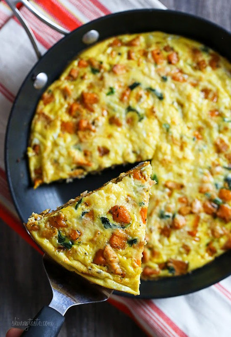 Leftover Thanksgiving Turkey and Sweet Potato Frittata - (Free Recipe below)