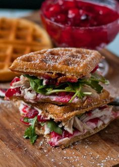 Waffled Cranberry Cream Cheese Turkey Sandwiches - (Free Recipe below)