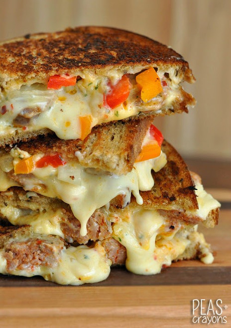 SAUSAGE AND PEPPER CHIPOTLE GRILLED CHEESE - (Free Recipe below)