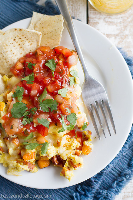 Spanish Egg and Sweet Potato Breakfast Scramble - (Free Recipe below)