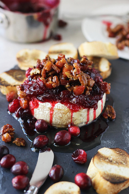 Baked Brie with Candied Pancetta, Pecans and Spicy Cranberries - (Free Recipe below)