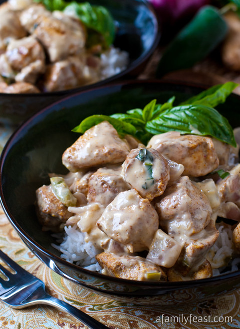Basil Chicken in Coconut Curry Sauce - (Free Recipe below)