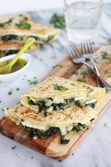 Spinach Artichoke and Brie Crepes with Sweet Honey Sauce - (Free Recipe below)