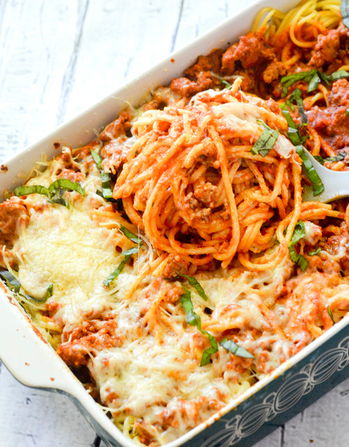 BAKED CREAM CHEESE SPAGHETTI CASSEROLE - (Free Recipe below)