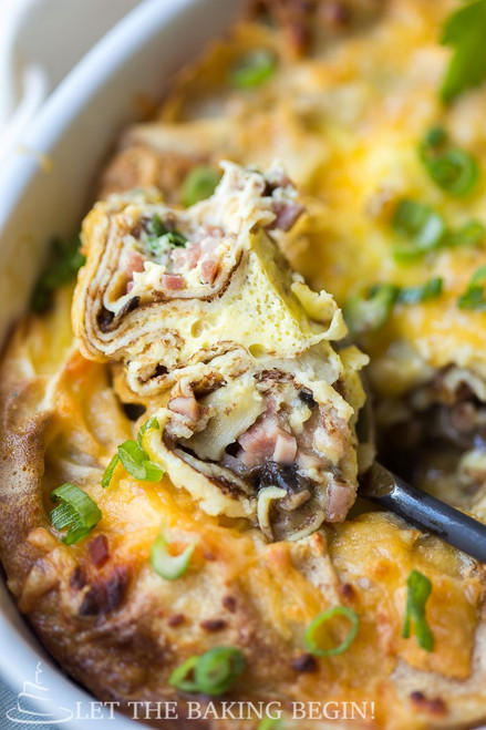 Stuffed Crepe & Egg Breakfast Casserole - (Free Recipe below)