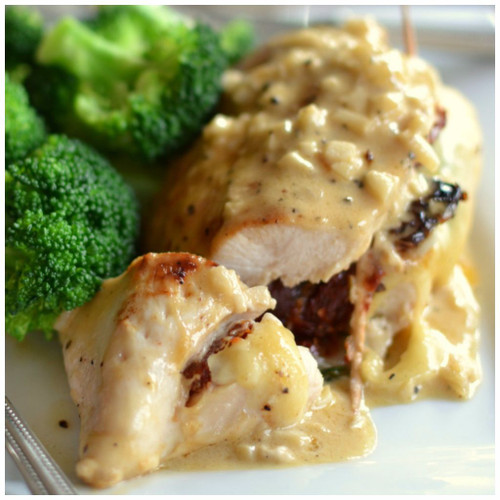 Sun Dried Tomato and Mozzarella Stuffed Chicken - Serves 2