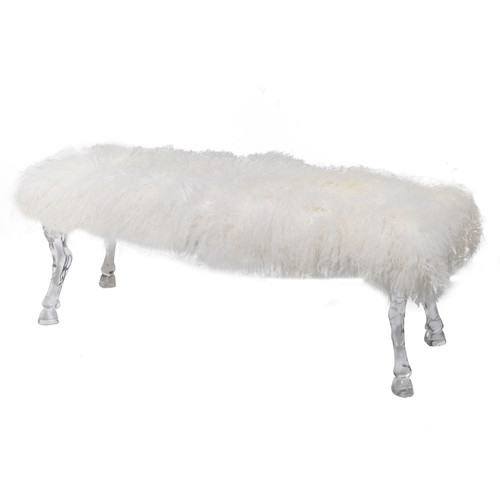 Mongolian Fur Director Bench - White or Black