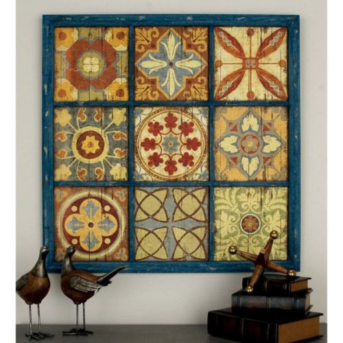 Round Distressed White Metal Wall Decor 36"