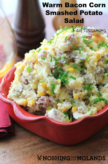 Warm Bacon Corn Smashed Potato Salad