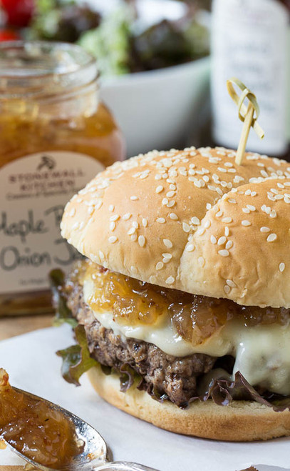 Burgers with Maple Bacon Onion Jam