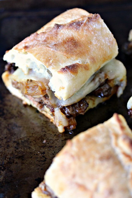 Steak Sandwiches with Caramelized Onions and Provolone Cheese