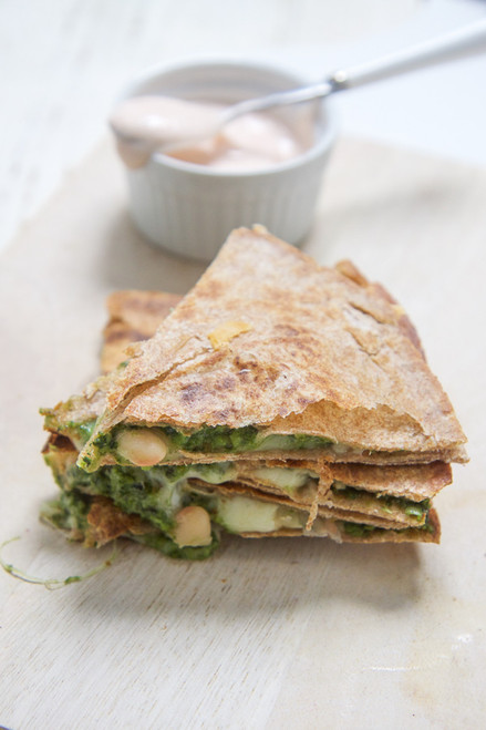 Kale and Spinach with Apple Quesadilla