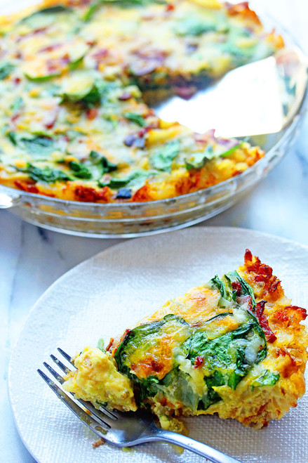 SPINACH AND BACON HASH BROWN QUICHE