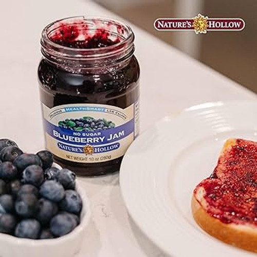 Nature's Hollow Blueberry Jam: Sugar Free Jam and Preserves, Low Cal, Non GMO, Keto Jam, Vegan, Gluten Free, and Diabetic Friendly - Sugar Free Jelly - Pack of 3 Nature's Hollow Blueberry Jam: Sugar Free Jam and Preserves, Low Cal, Non GMO, Keto Jam, Vegan, Gluten Free, and Diabetic Friendly - Sugar Free Jelly - Pack of 3