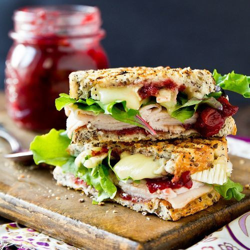 Turkey & Brie Panini w/ Cranberry Chutney - (Free Recipe below)