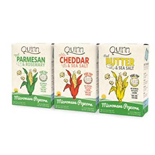 Quinn Snacks Microwave Popcorn Variety Pack (Butter & Sea Salt, White Cheddar, and Parmesan & Rosemary) {3 Pack}