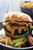 Western Bacon Burger w/ BBQ Mayo, Crispy Onion Strings - (Free Recipe below)