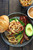 Western Bacon Burger w/ BBQ Mayo, Crispy Onion Strings - (Free Recipe below)