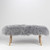 Bench Banquette Real Mongolian Lamb Fur Gray 47'W -  other sizes / color available